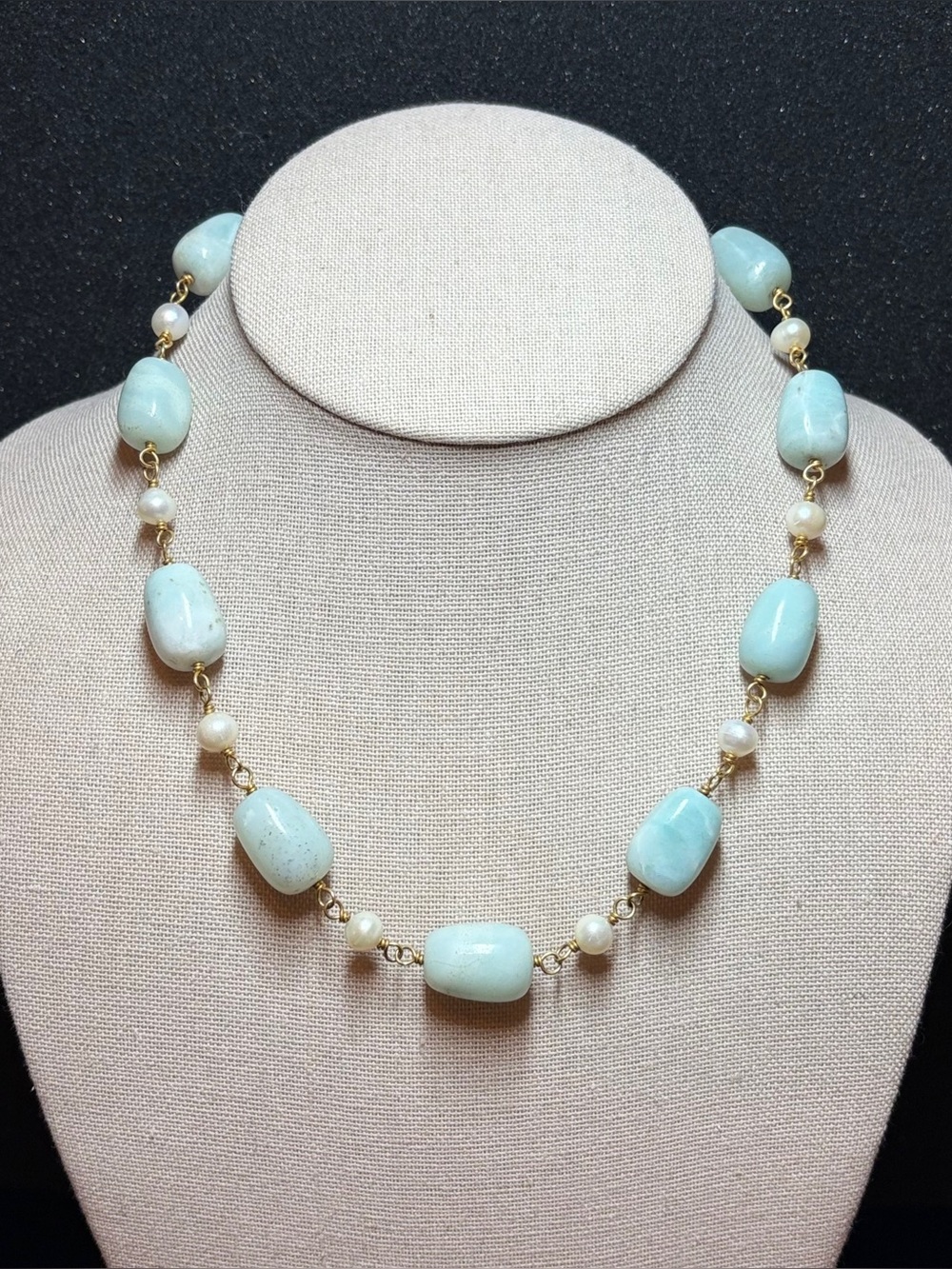 Metropolitan Museum of Arts - Vintage Larimar & Pearl Beaded Necklace